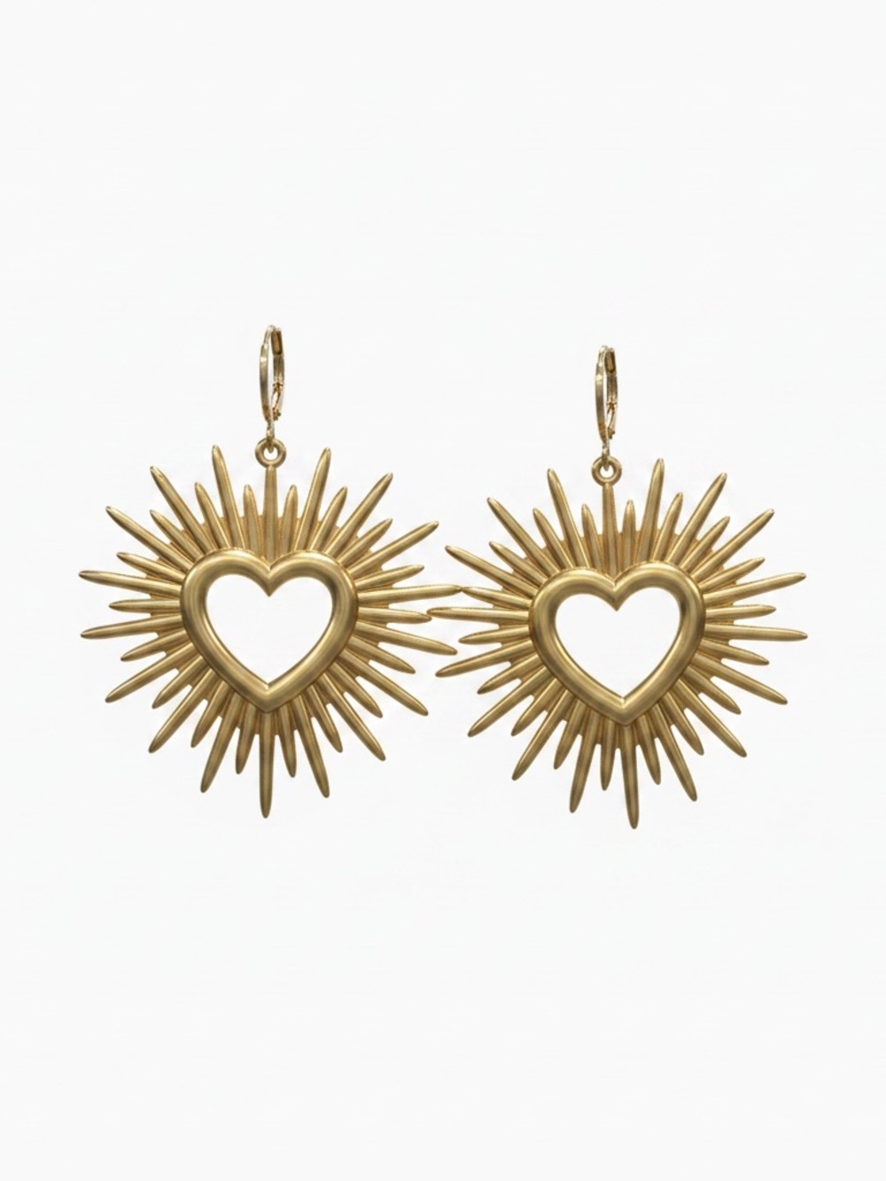 Plunder Gold Heart Sunburst Drop Earrings - Brand:
